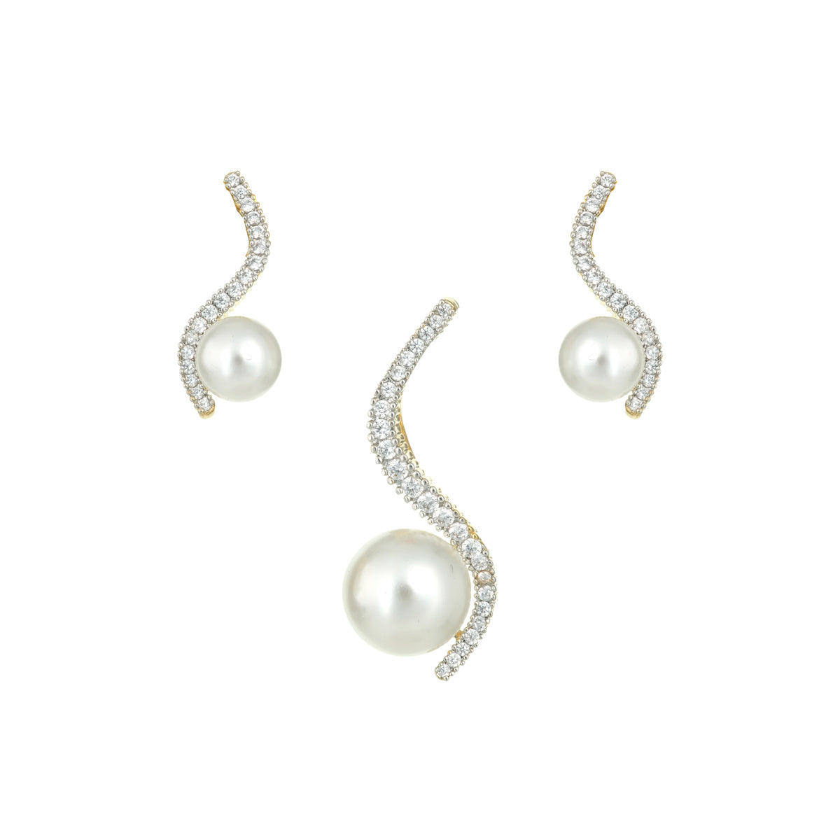 Curved Pearl Grace Pendant Set