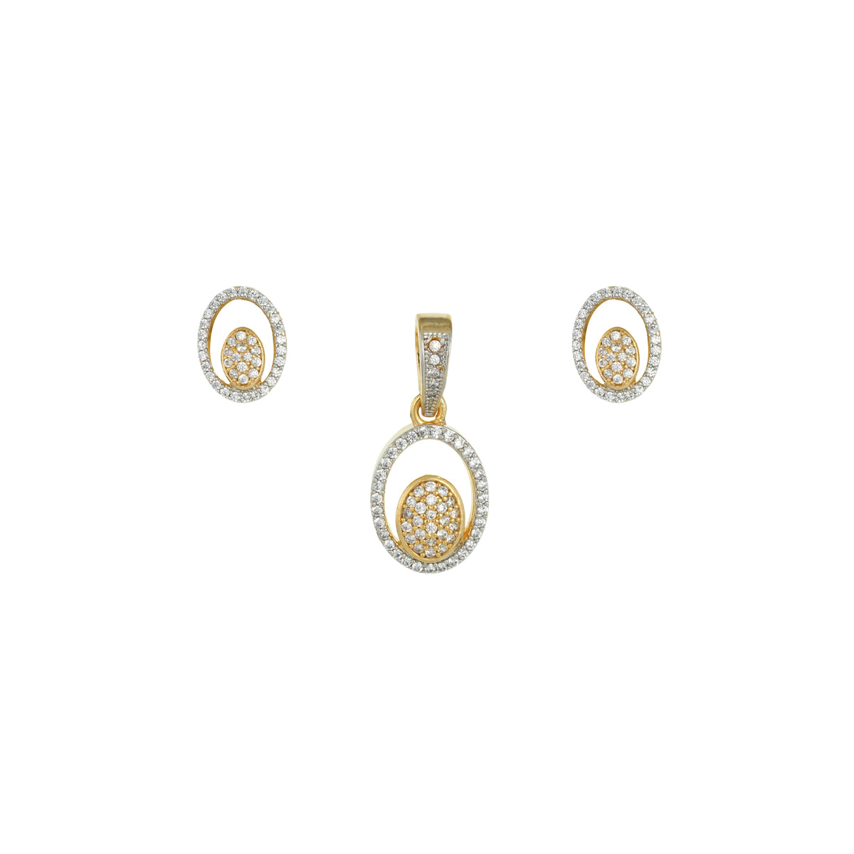 Oval Sparkle Pendant Set