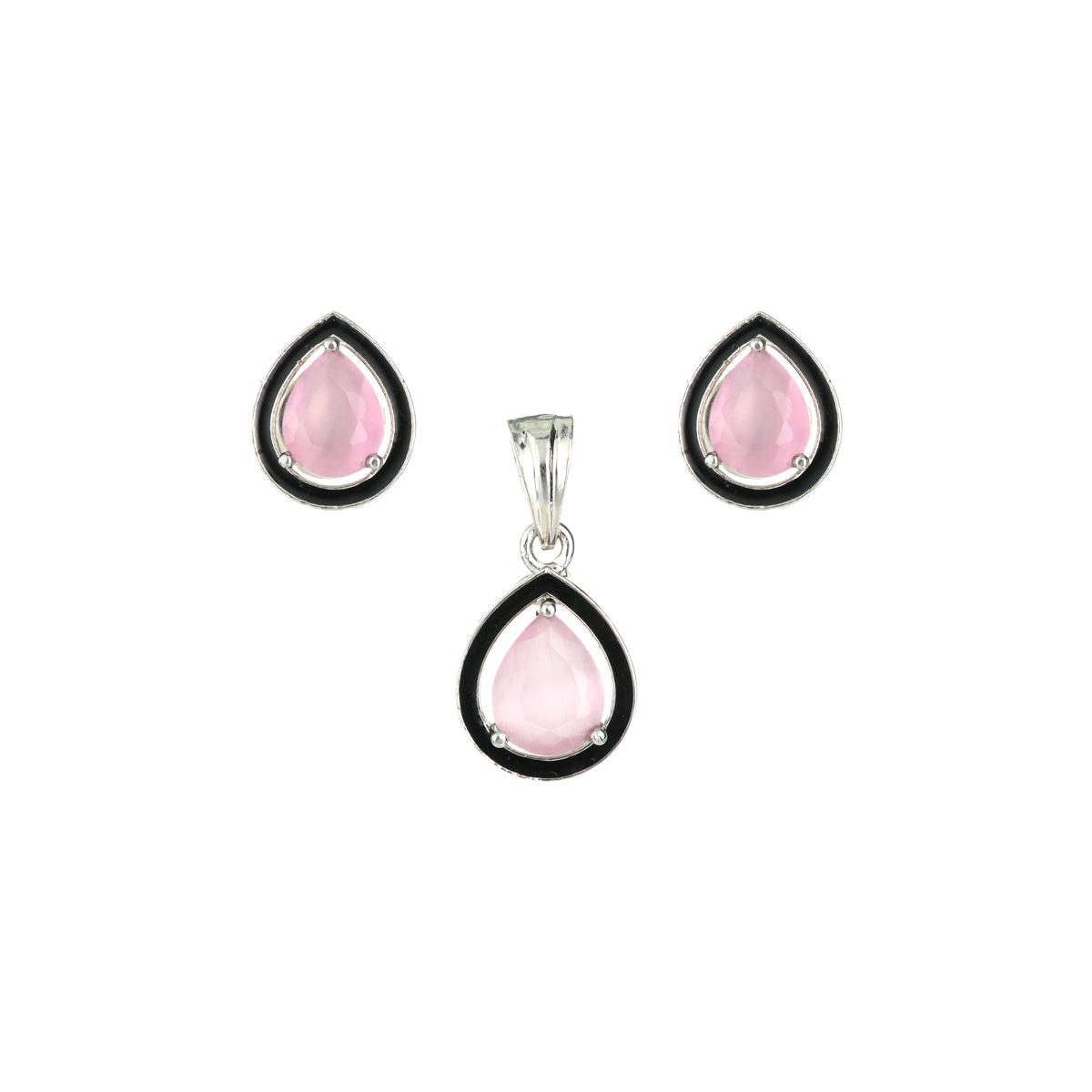 Pink Teardrop Pendant Set