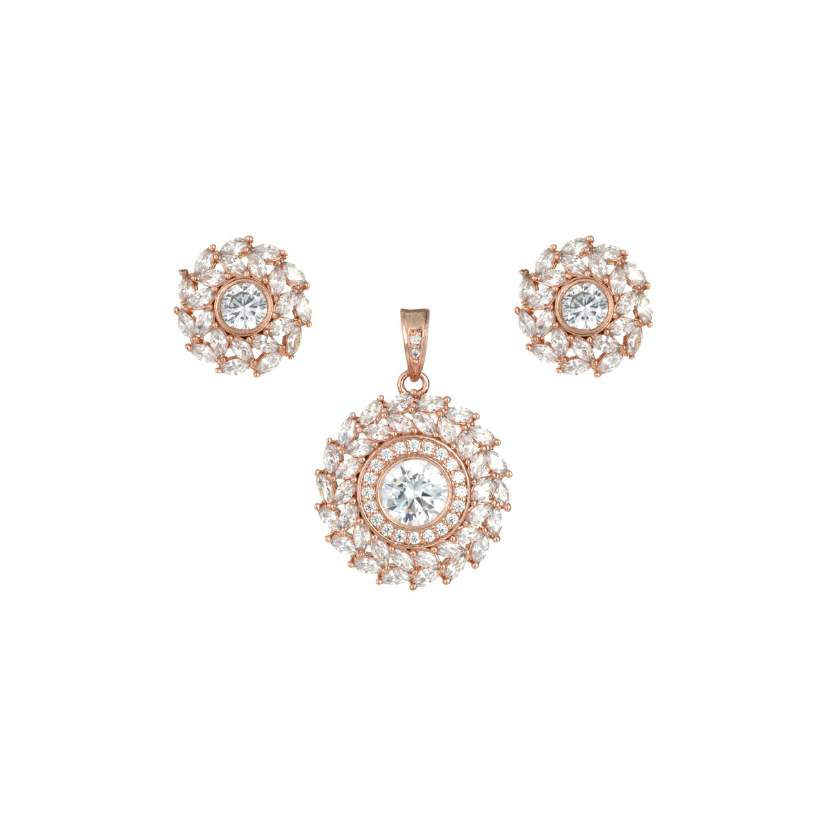 Radiant Floral Crystal Pendant Set