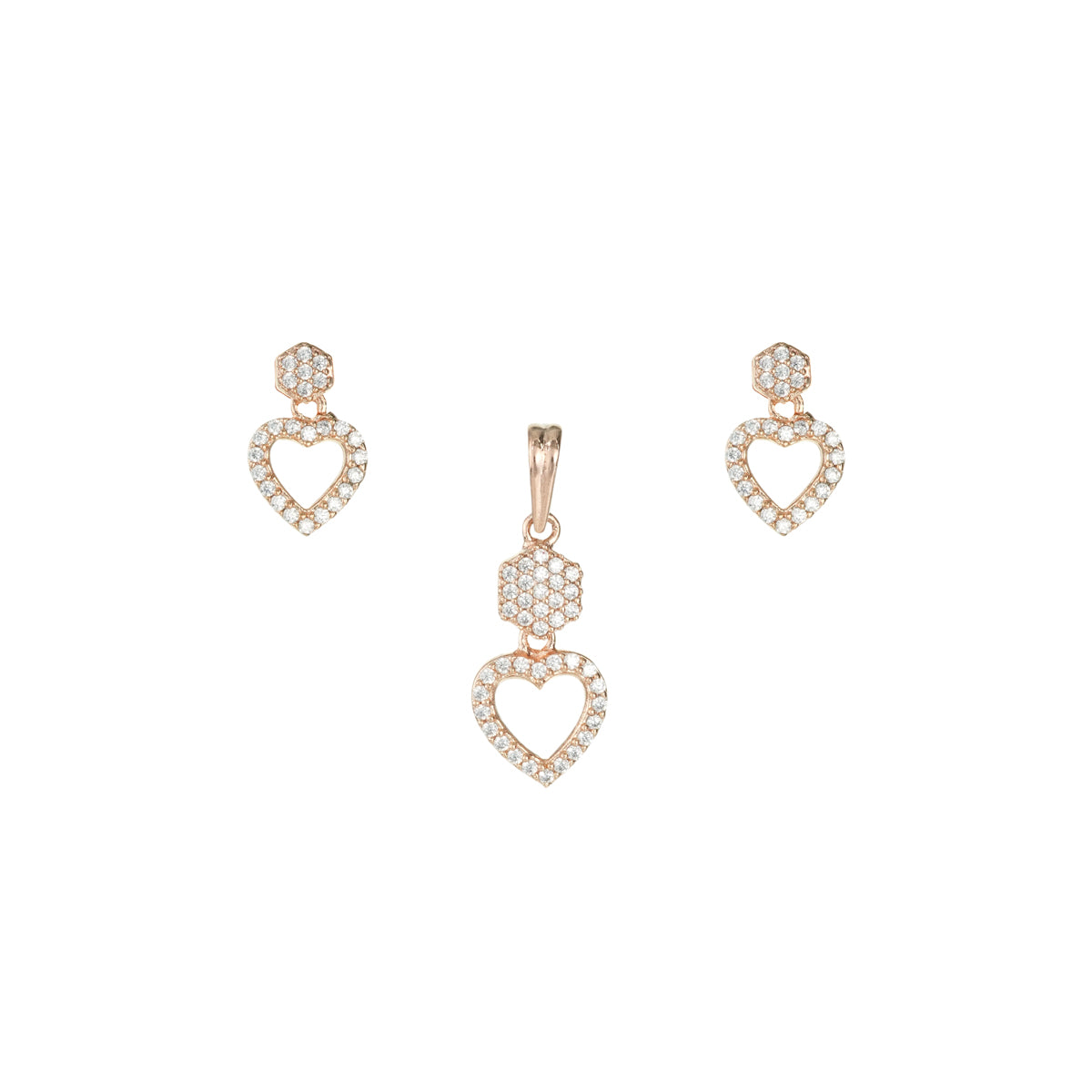 Sparkling Heart Pendant Set