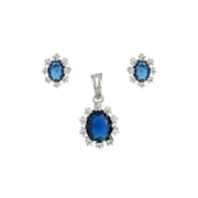 Sapphire Halo Pendant Set