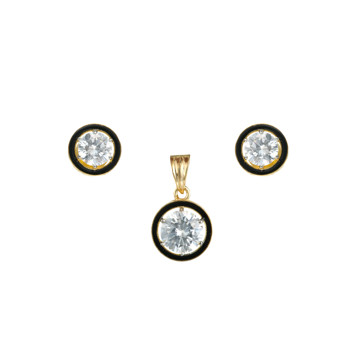 Classic Round Crystal Pendant Set