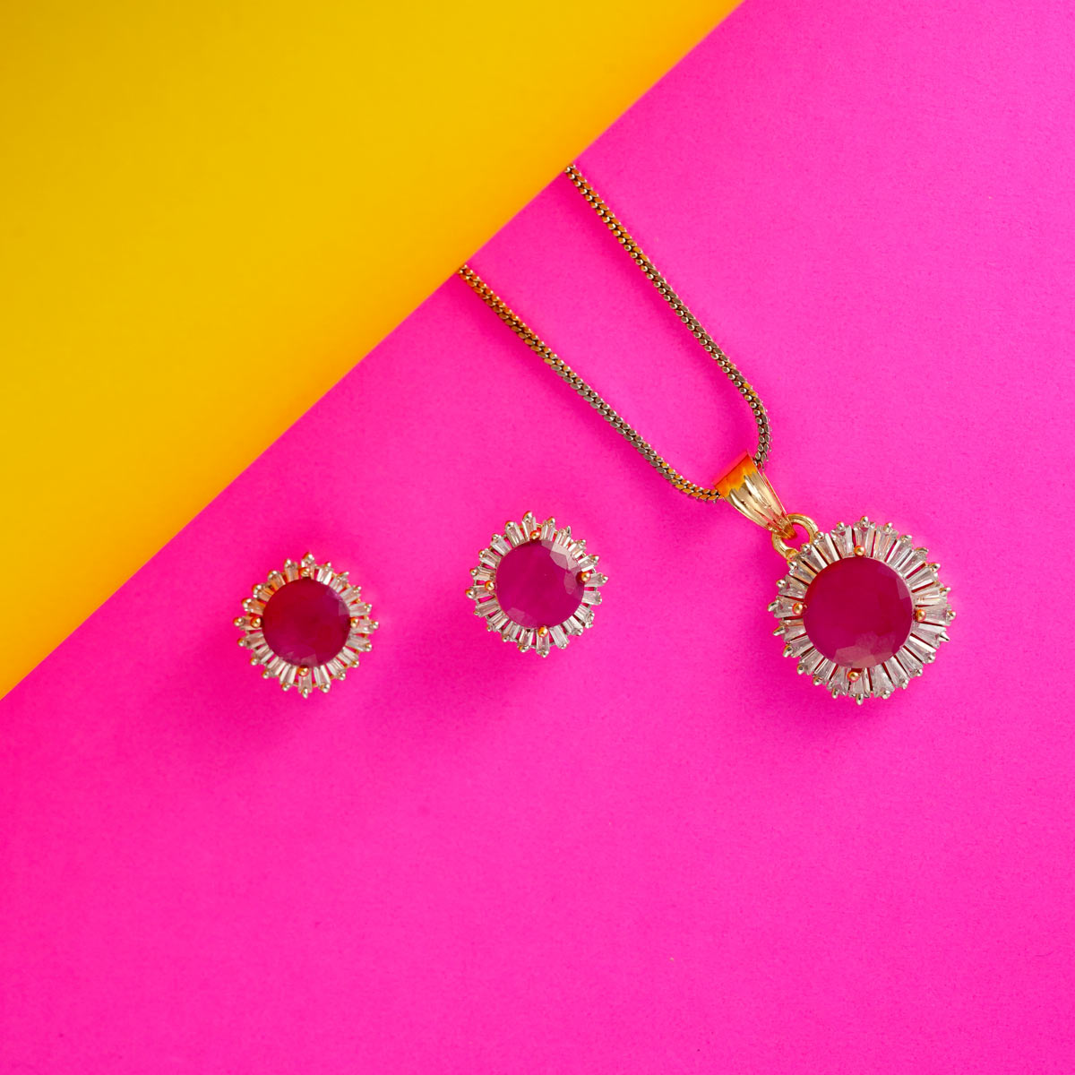 Sunburst Pink Pendant Set