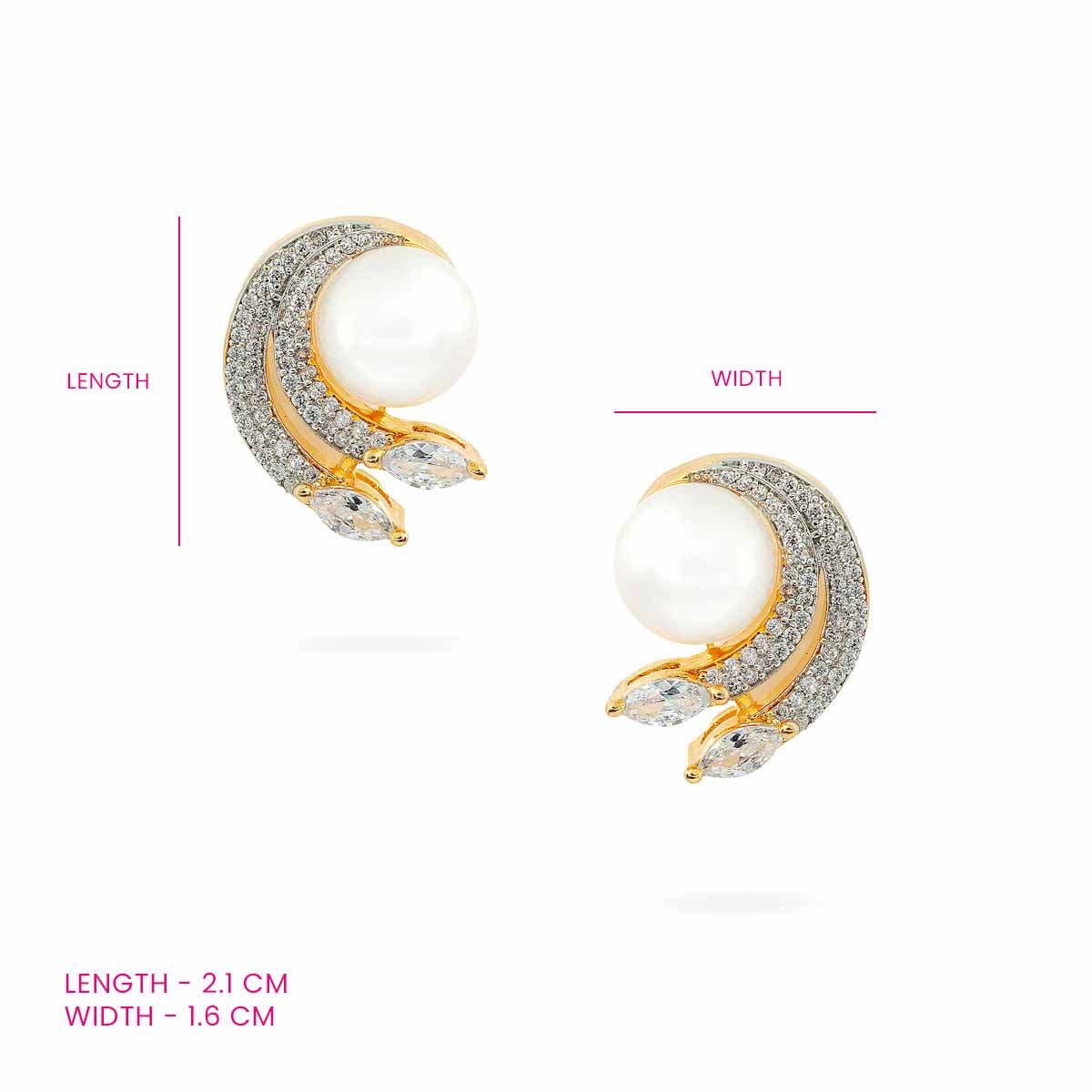 Pearl Luna Charm Studs