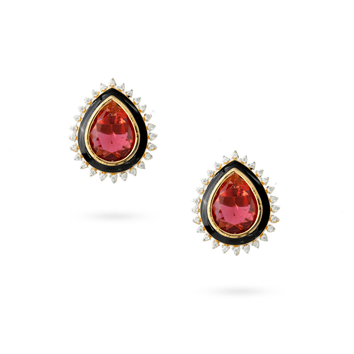 Bold Red Teardrop Stud Earrings