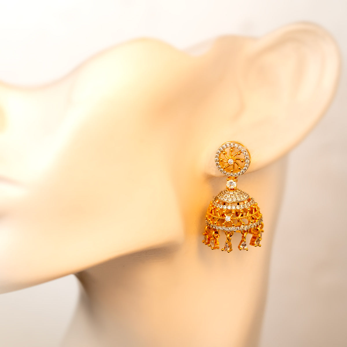 Golden Charm Jhumka Earrings