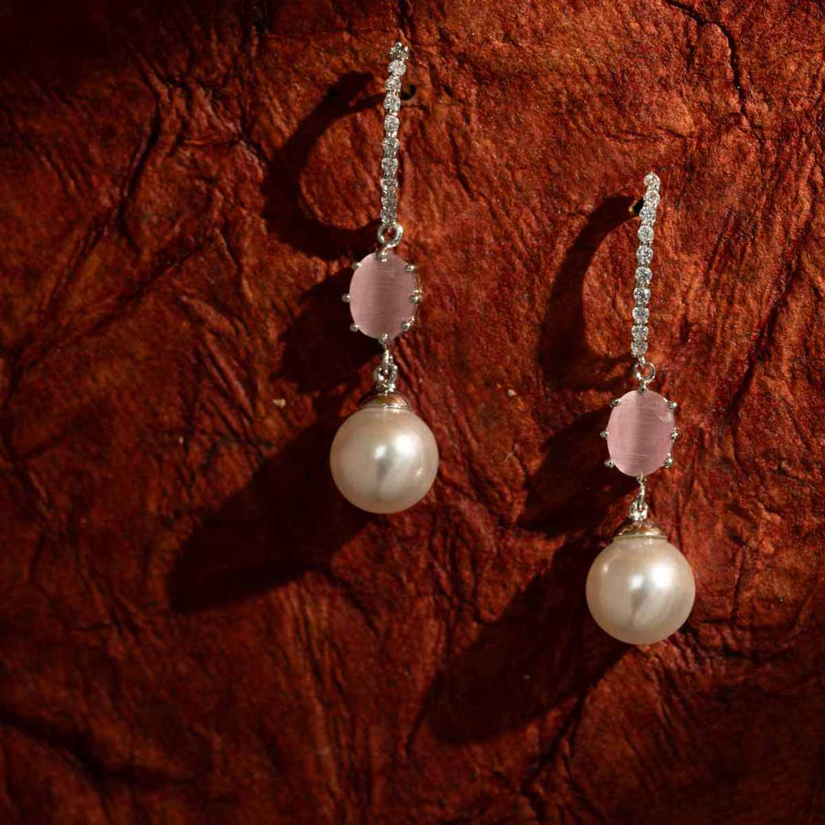 Elegant Drop Chain Pearl Earrings