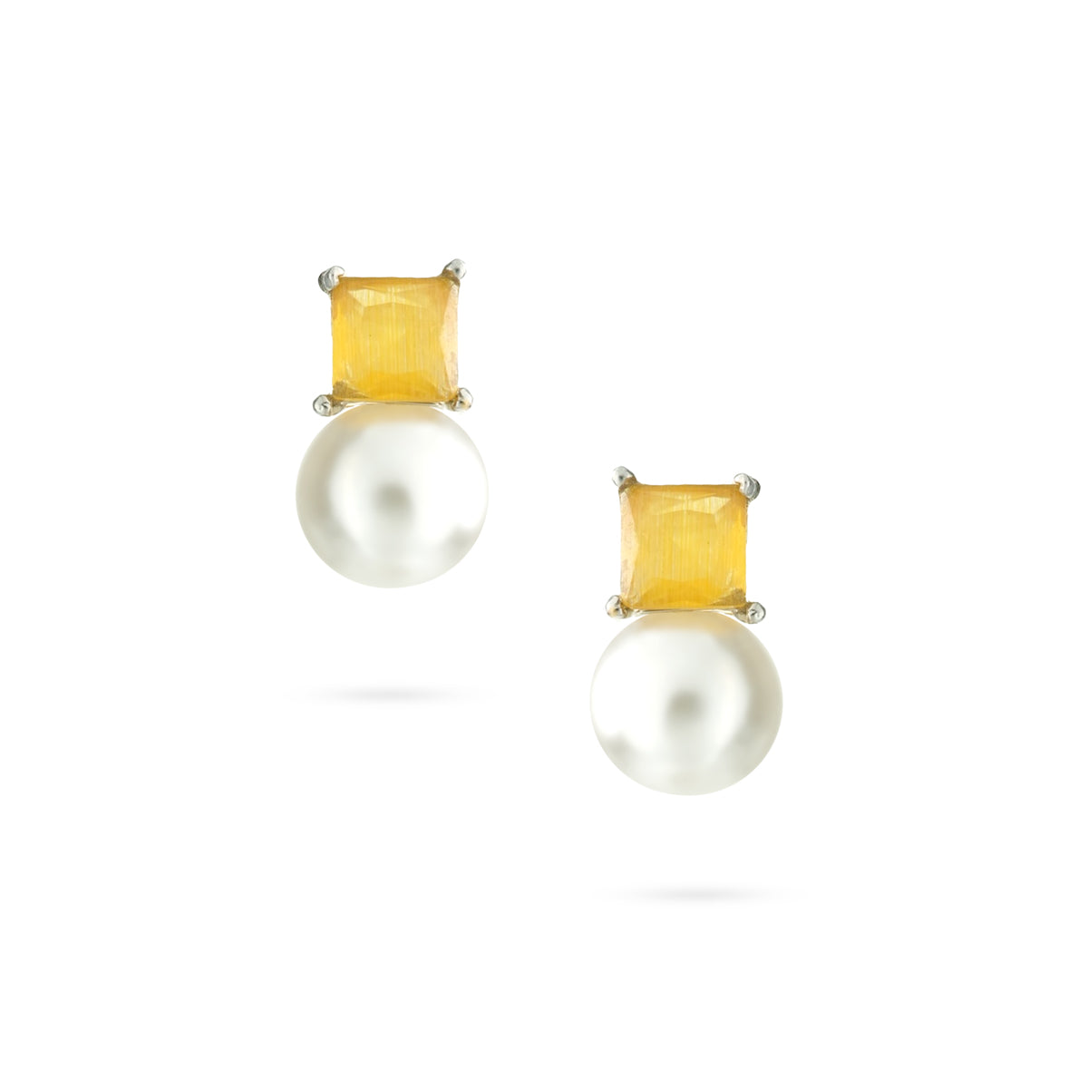 Golden Pearl Stud Earrings