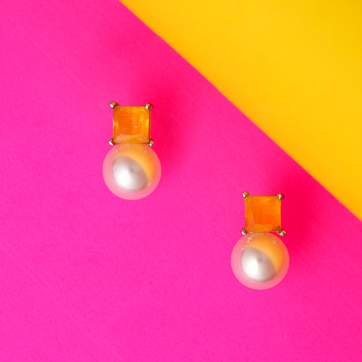 Golden Pearl Stud Earrings