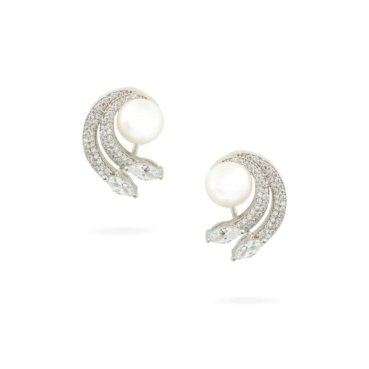 Pearl Luna Charm Studs