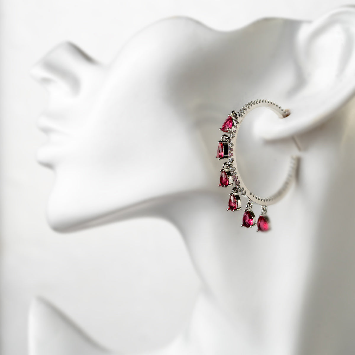 Ruby Spark Cascade Hoop Earrings