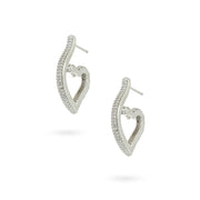 Crystal-Studded Open Heart Earrings