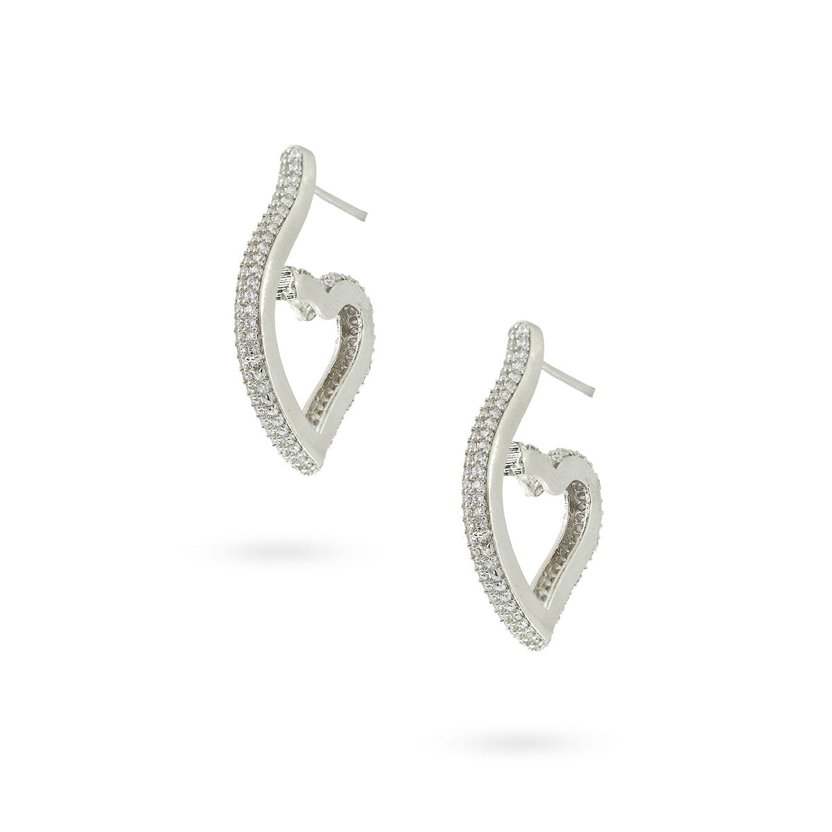 Crystal-Studded Open Heart Earrings