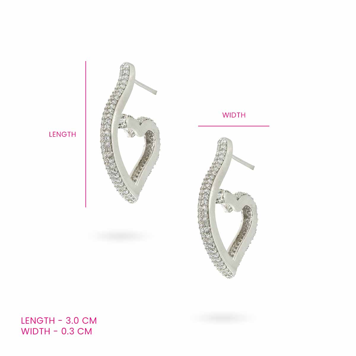 Crystal-Studded Open Heart Earrings