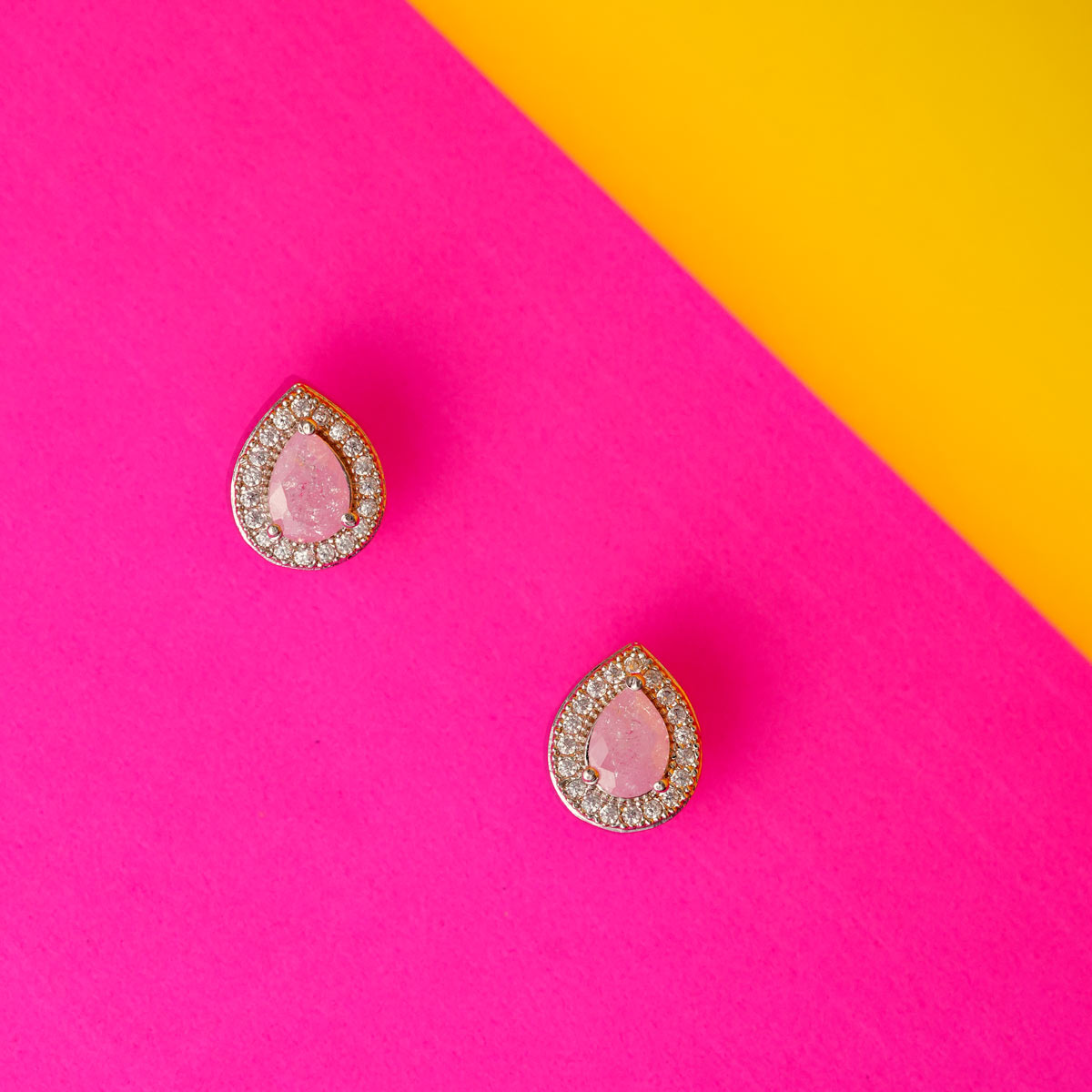 Pink Teardrop Stud Earrings