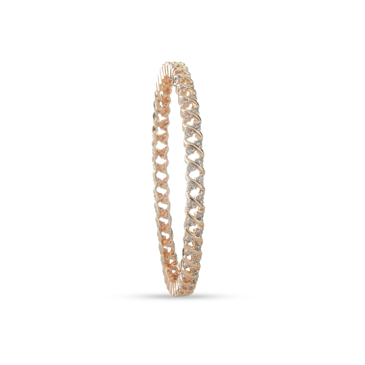 Elegant Rose Gold Bangle with Twisted Design - Single Bangle