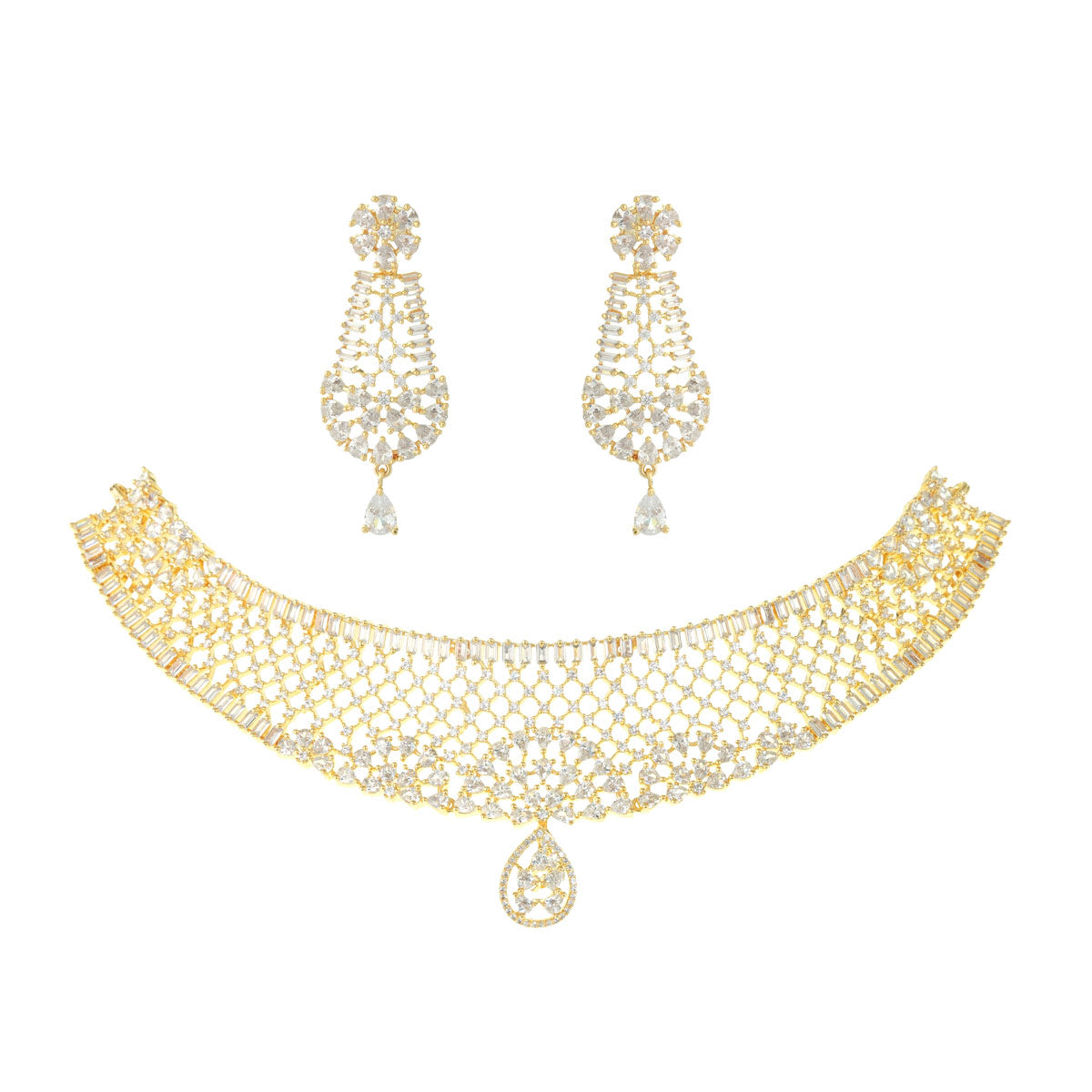 Elegant Crystal Necklace and Earrings Set