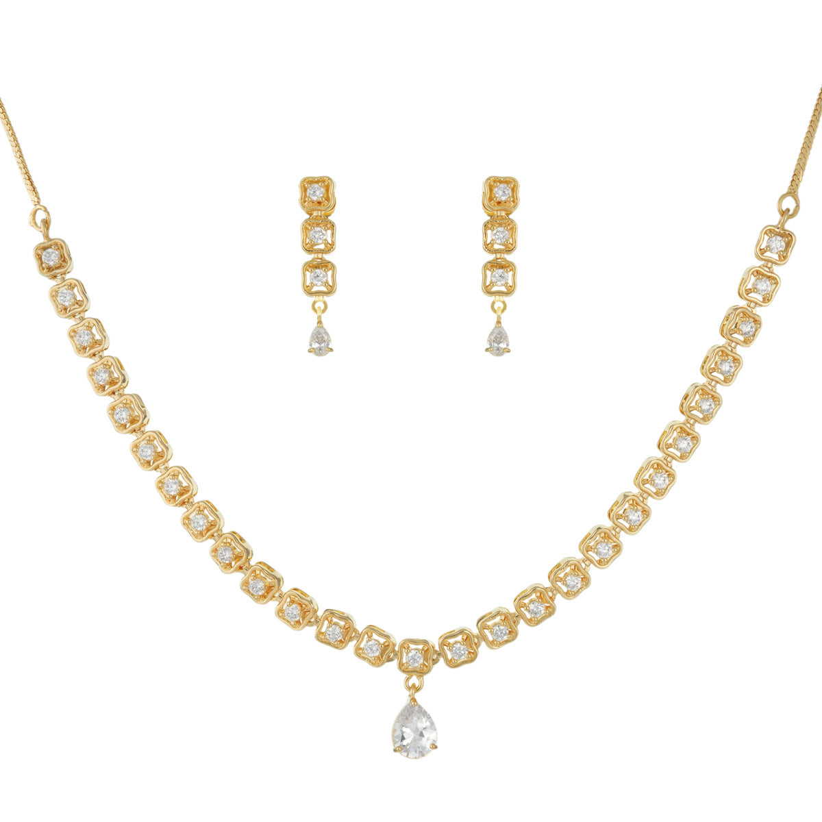 Square Cut Necklace and Earrings Set