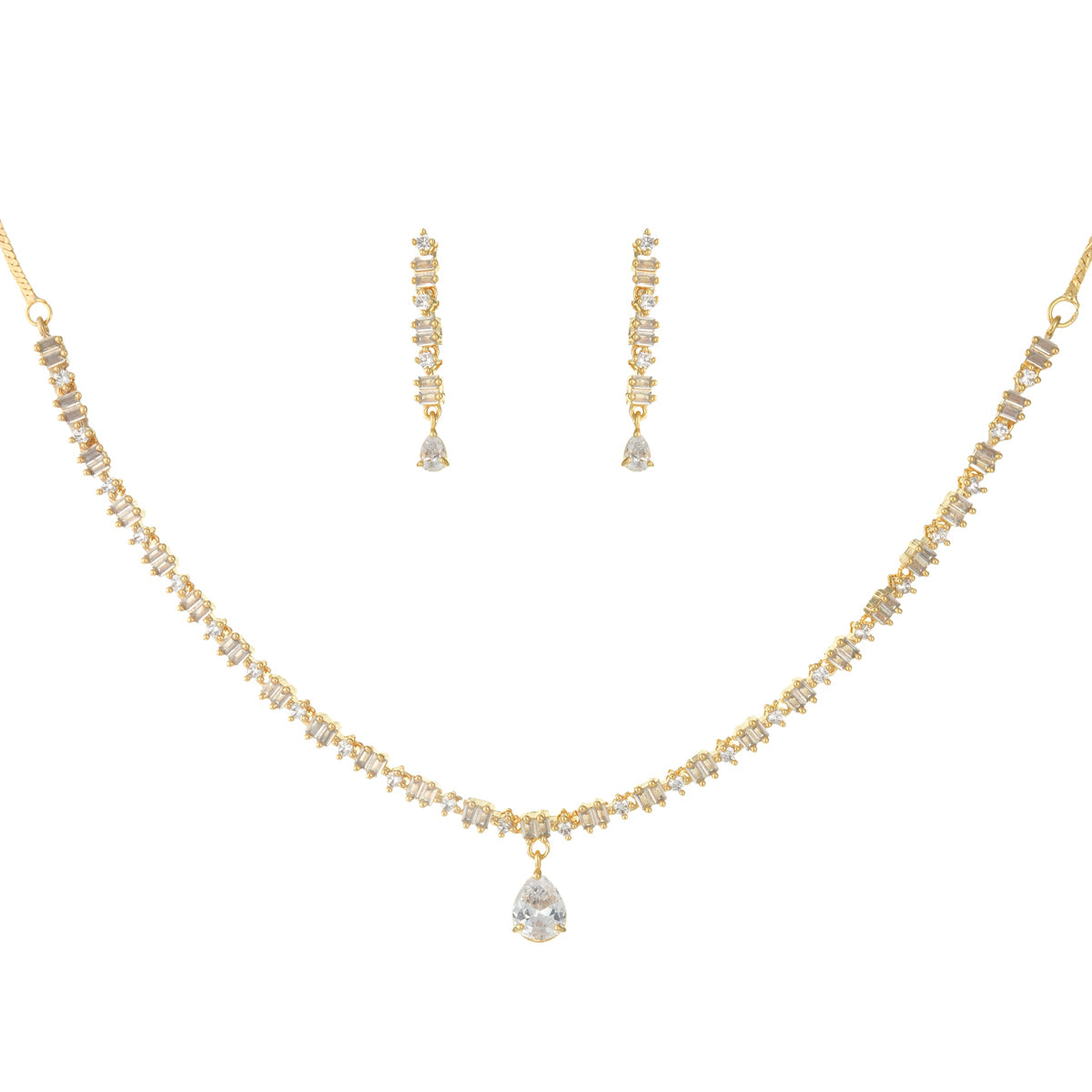 CZ Stone Necklace and Earrings Set