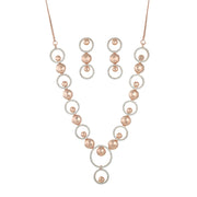 Circle and Pearl Necklace and Earrings Set