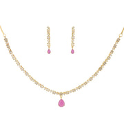 Pink Stone Necklace and Earrings Set