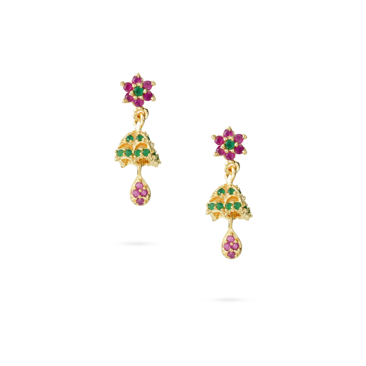 Umbrella-Inspired Multi-colour Zircon Drop Earrings