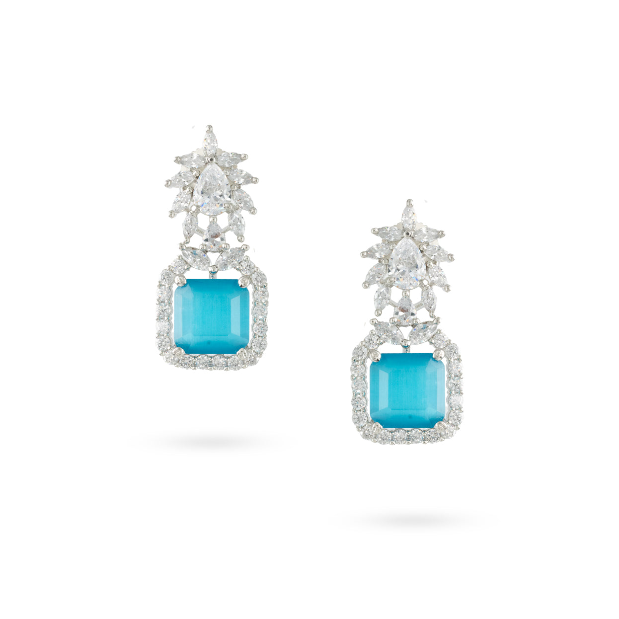 Turquoise and Diamond Drop Earrings