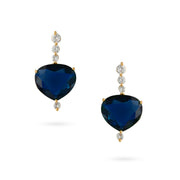 Heart-Shaped Sapphire Blue Drop Earrings