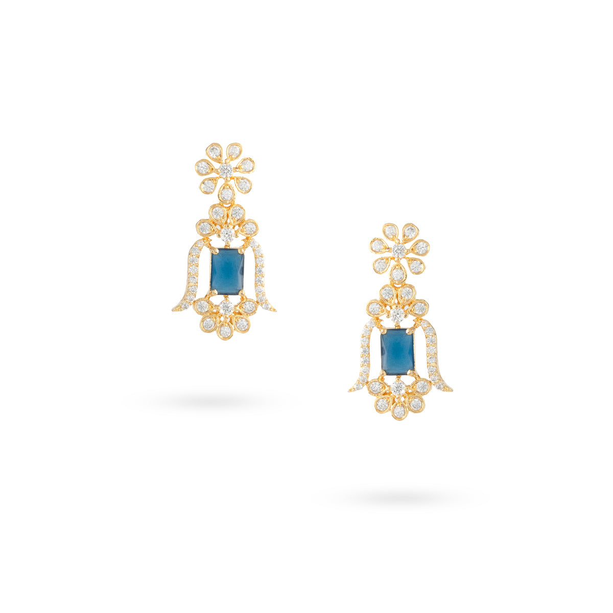 Floral Blue Zircon Danglers