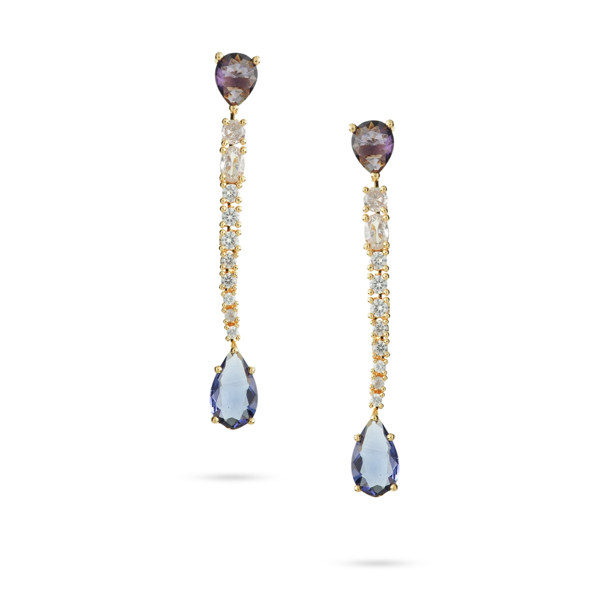 Lavender and Blue Sapphire Drop Earrings