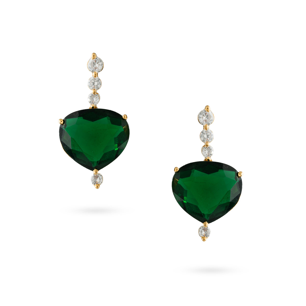 Heart-Shaped Emerald Drop Earrings