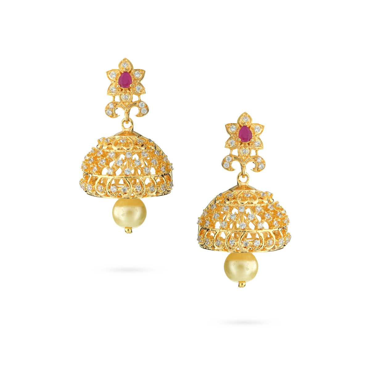 Traditional Ruby Jhumka Earrings