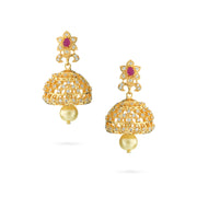 Traditional Ruby Jhumka Earrings