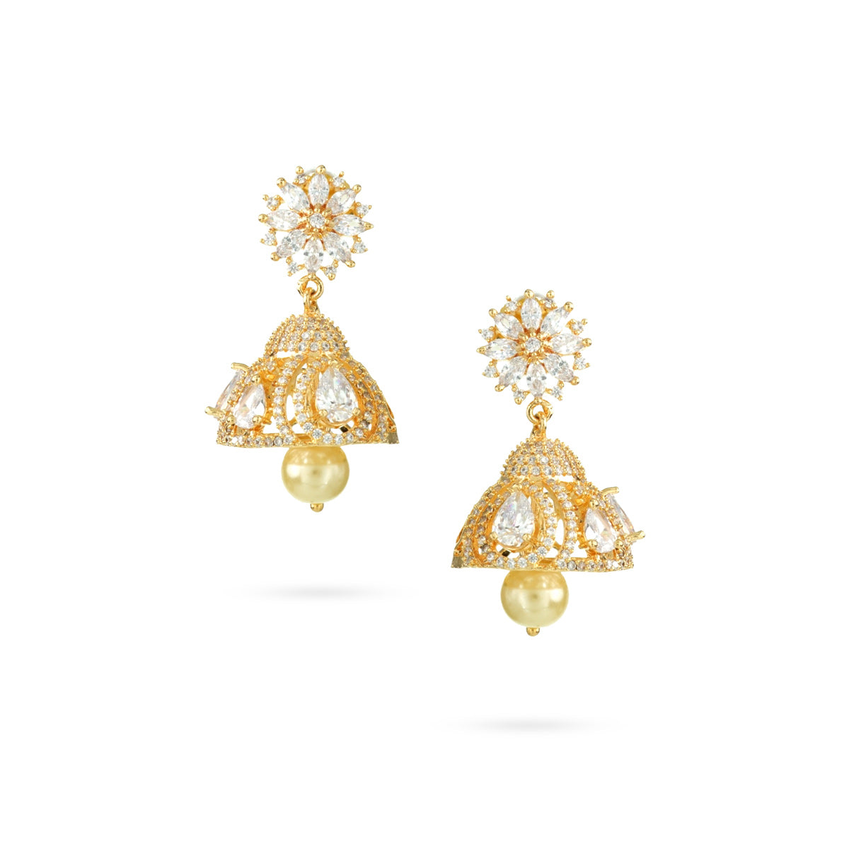 Golden Dome Jhumka Earrings