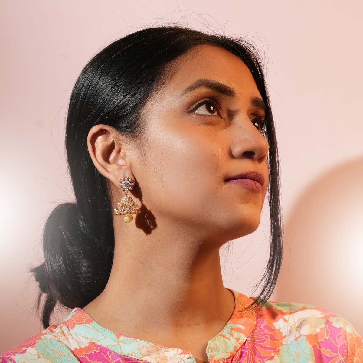 Golden Dome Jhumka Earrings