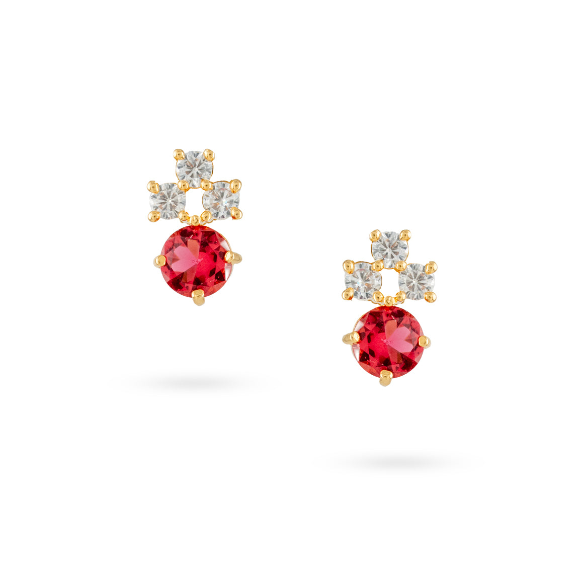 Red Zircon Cluster Stud Earrings