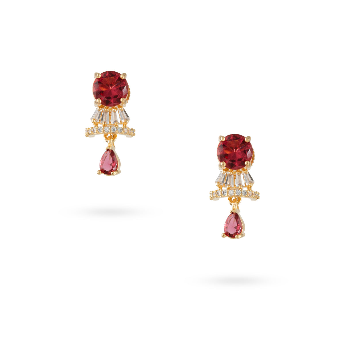 Radiant Red Zircon Drop Earrings