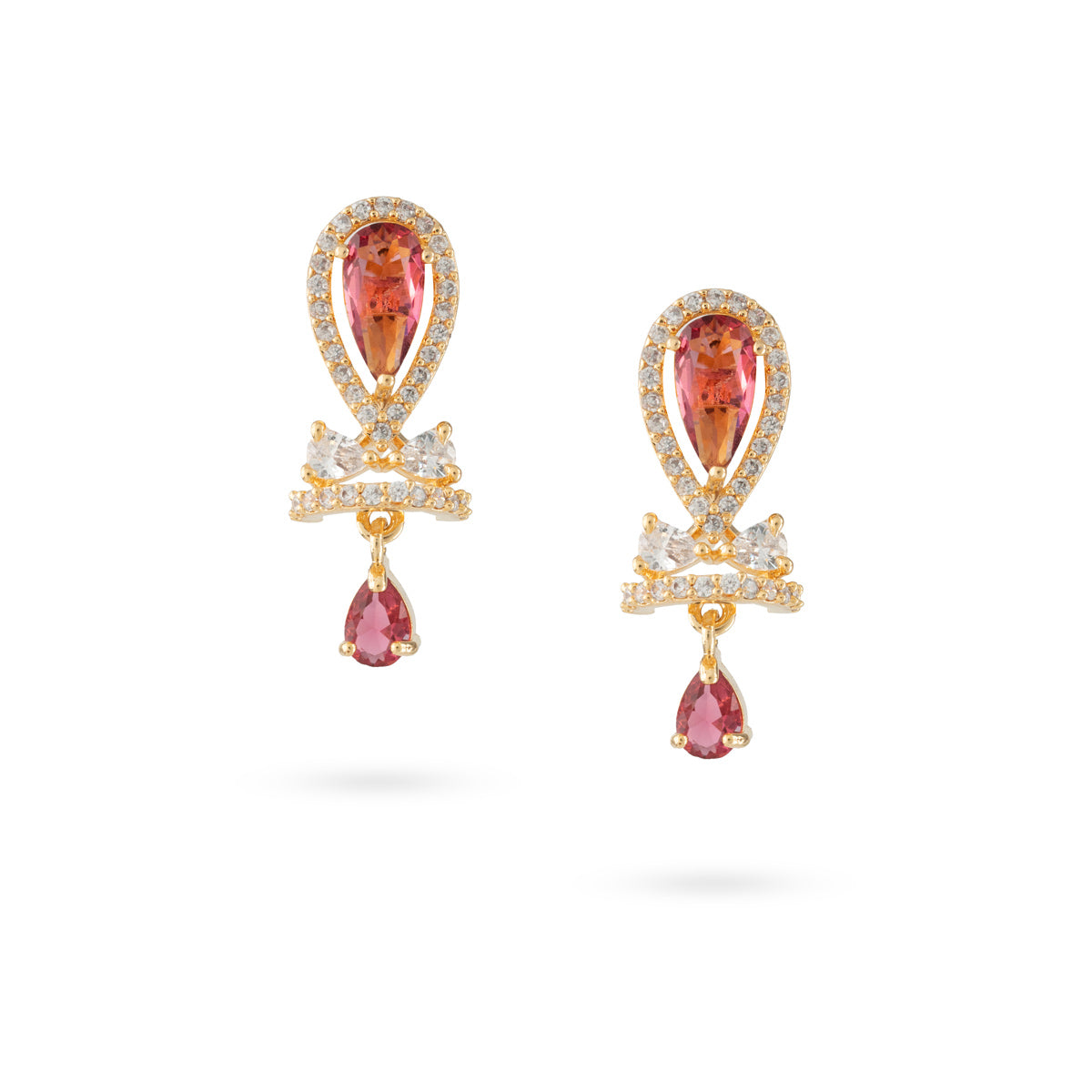 Elegant Teardrop Pink Zircon Earrings