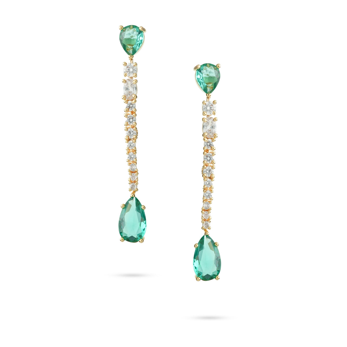 Emerald Teardrop Long Earrings