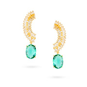 Emerald Green Baguette Curve Drop Earrings