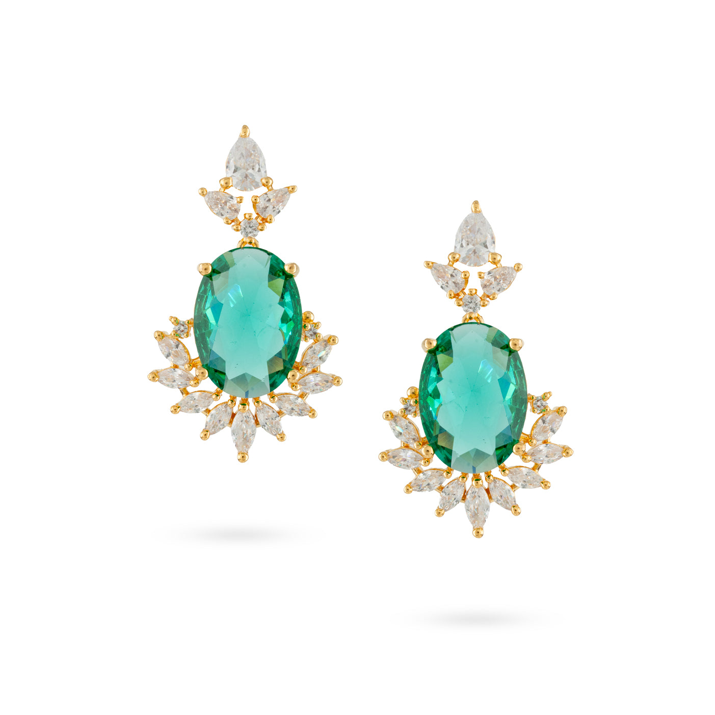 Emerald Green Oval Drop Earrings