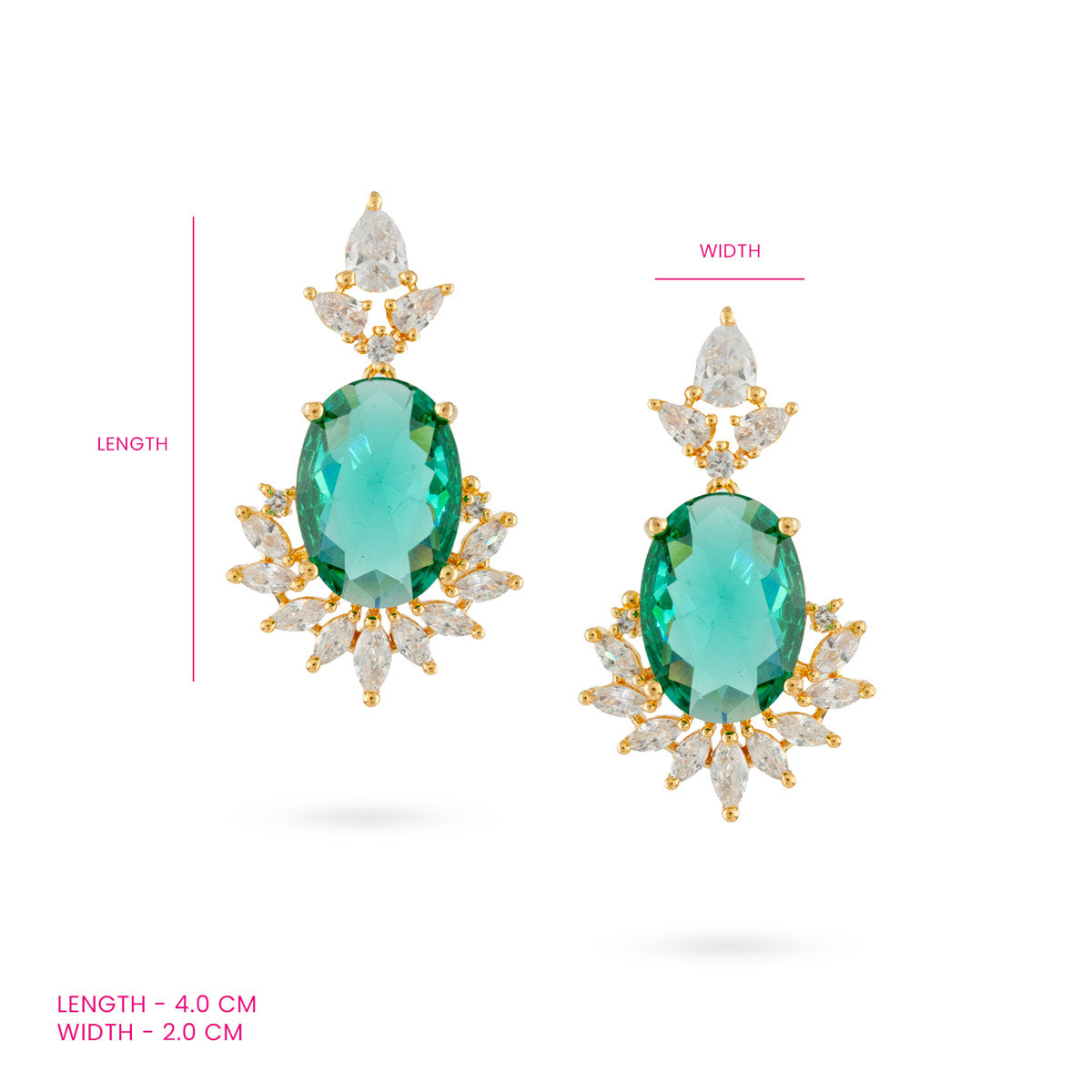 Emerald Green Oval Drop Earrings