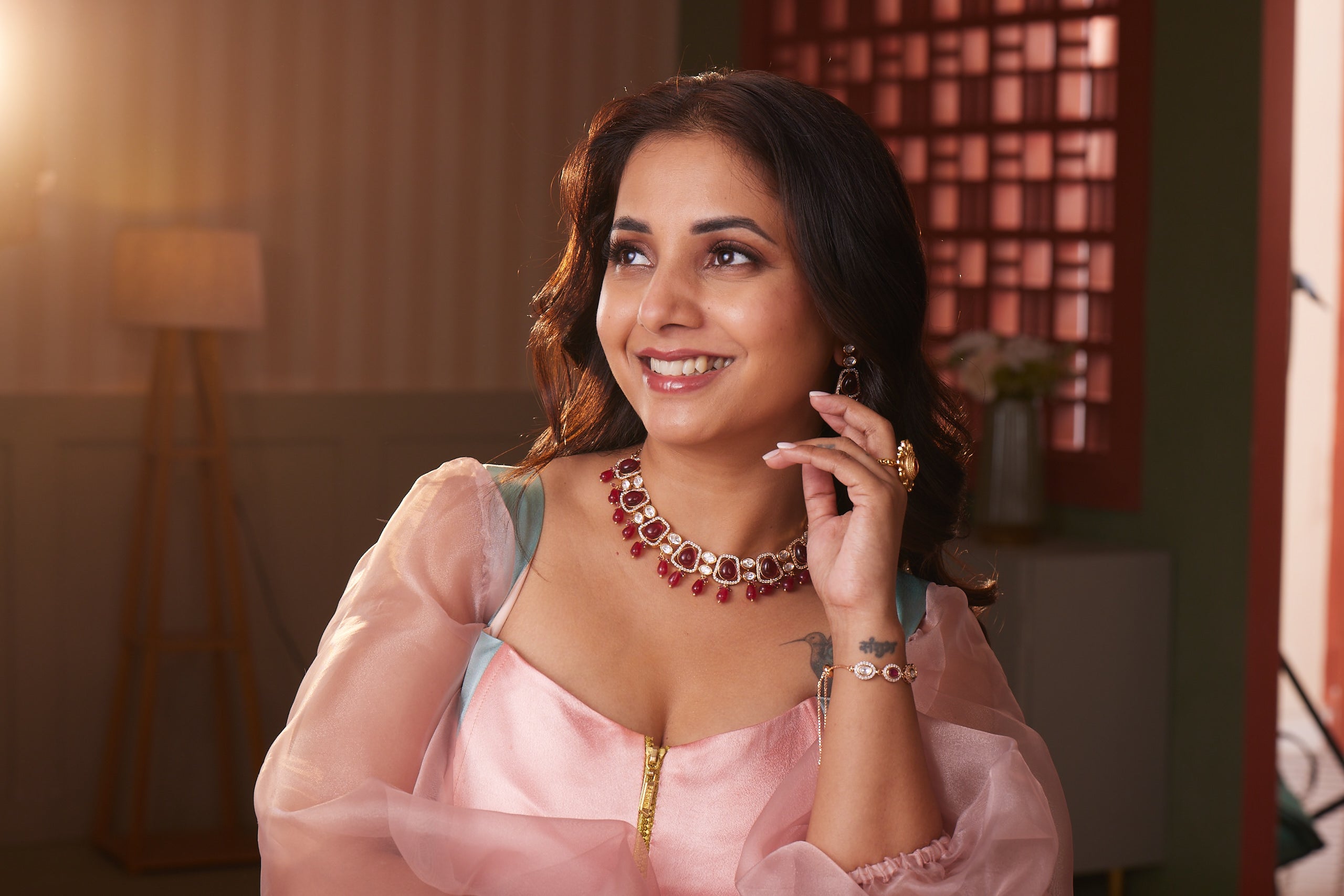 Rohini Ruby Kundan Necklace Set