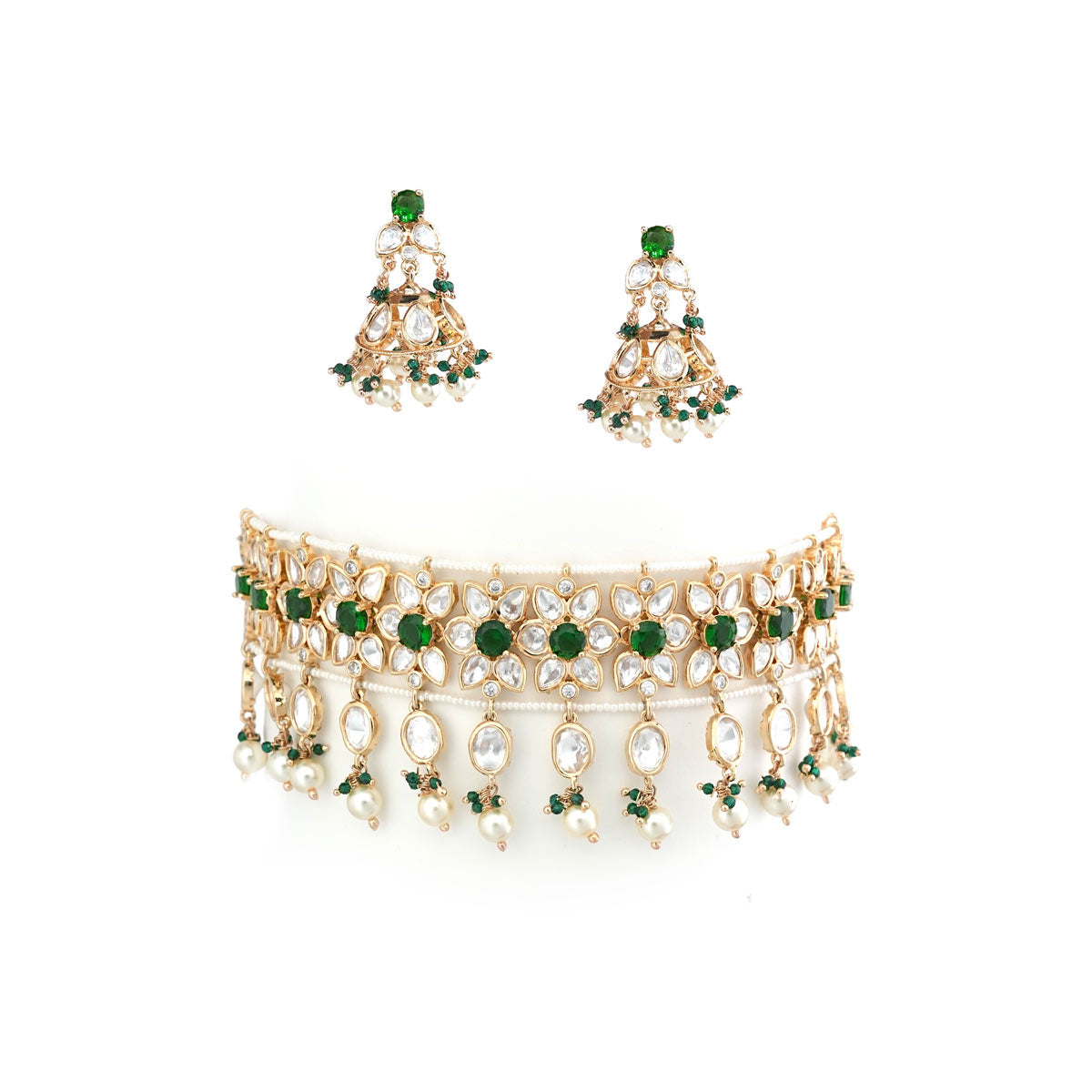 Kundan Bridal Choker Set with Pearl Droplets