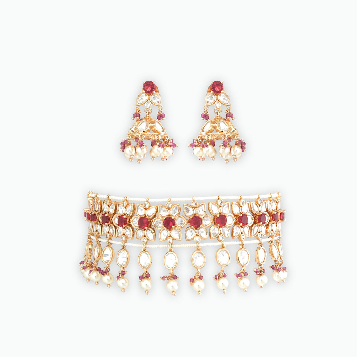 Kundan Bridal Choker Set with Pearl Droplets