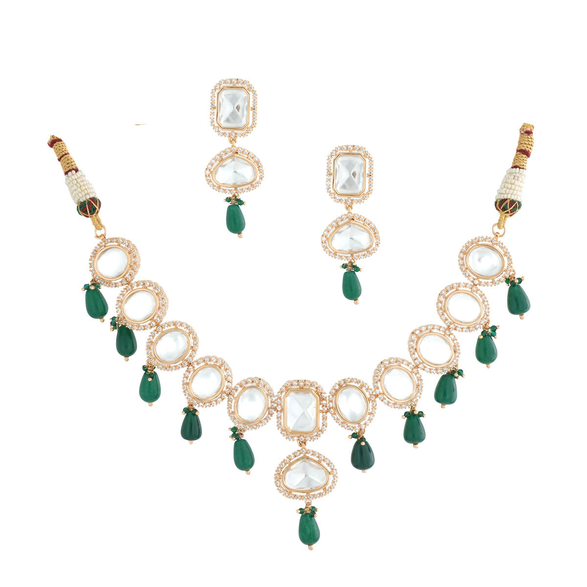 Kundan Necklace Set with Teardrop Detailing