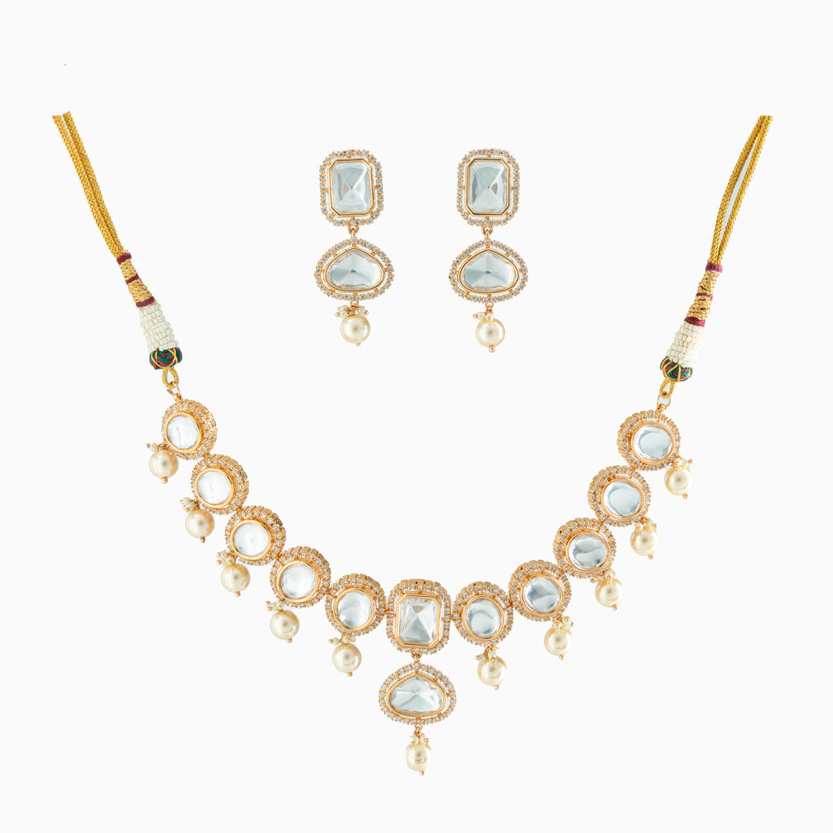 Kundan Necklace Set with Teardrop Detailing