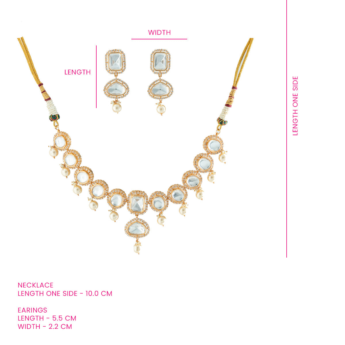 Kundan Necklace Set with Teardrop Detailing