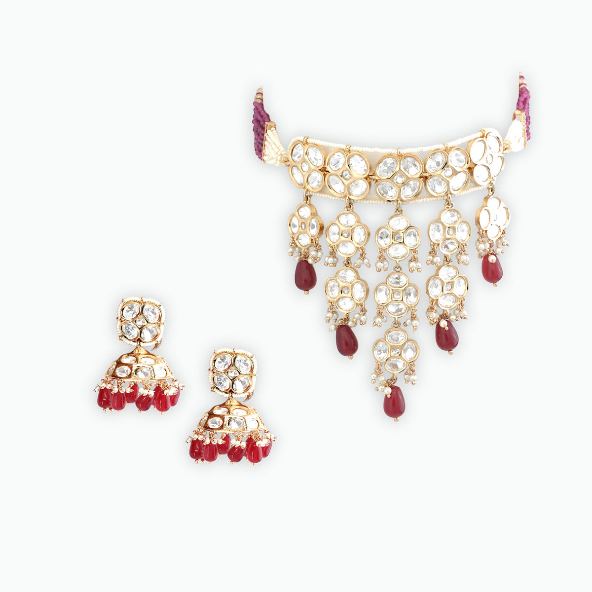 Kundan Pearl Drop Choker Set